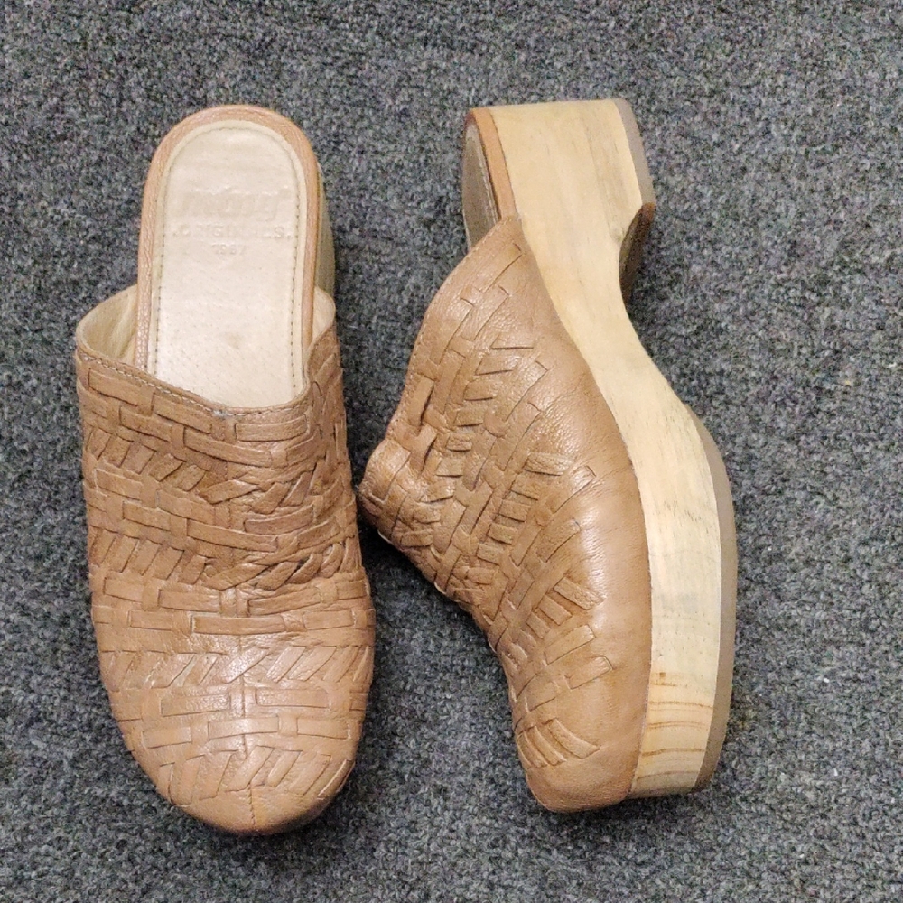 "MTNG" Woven Leather Clogs